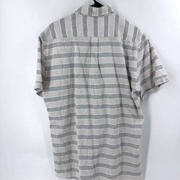 Barbour Linen Blend Gray Striped Casual Button Down Shirt - Picture 3 of 8